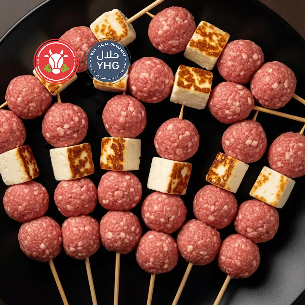 Halal Beef Meatball Skewers (Brochettes) – Plain or With Halloumi Halal Beef Meatball Skewers (Brochettes) – Plain or With Halloumi