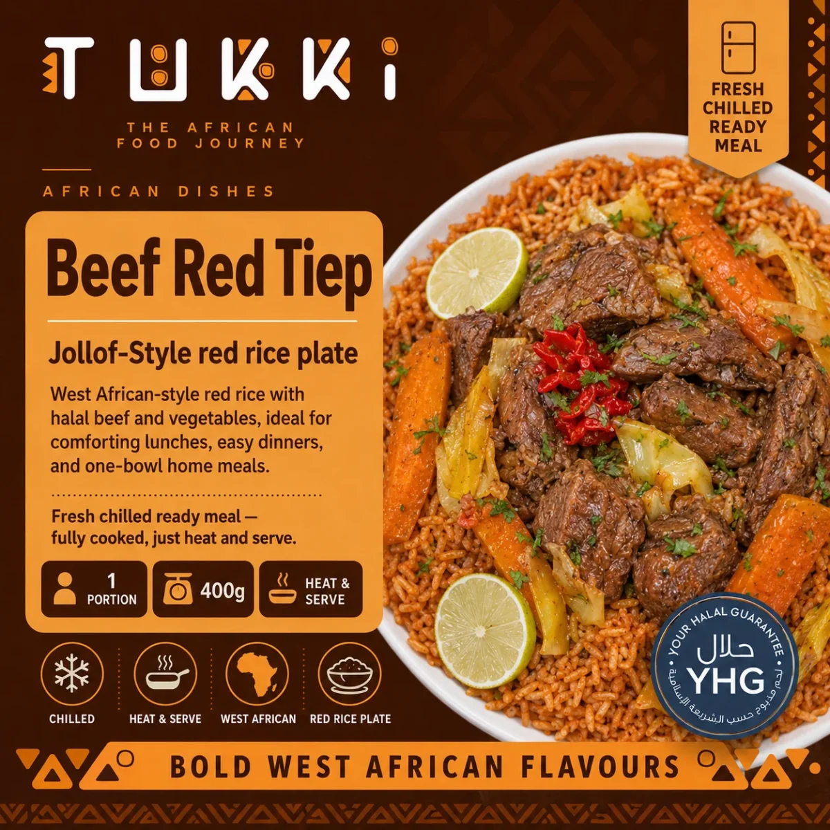 Halal Beef Red Tiep (Jollof-Style Red Rice Plate) Halal Beef Red Tiep (Jollof-Style Red Rice Plate)