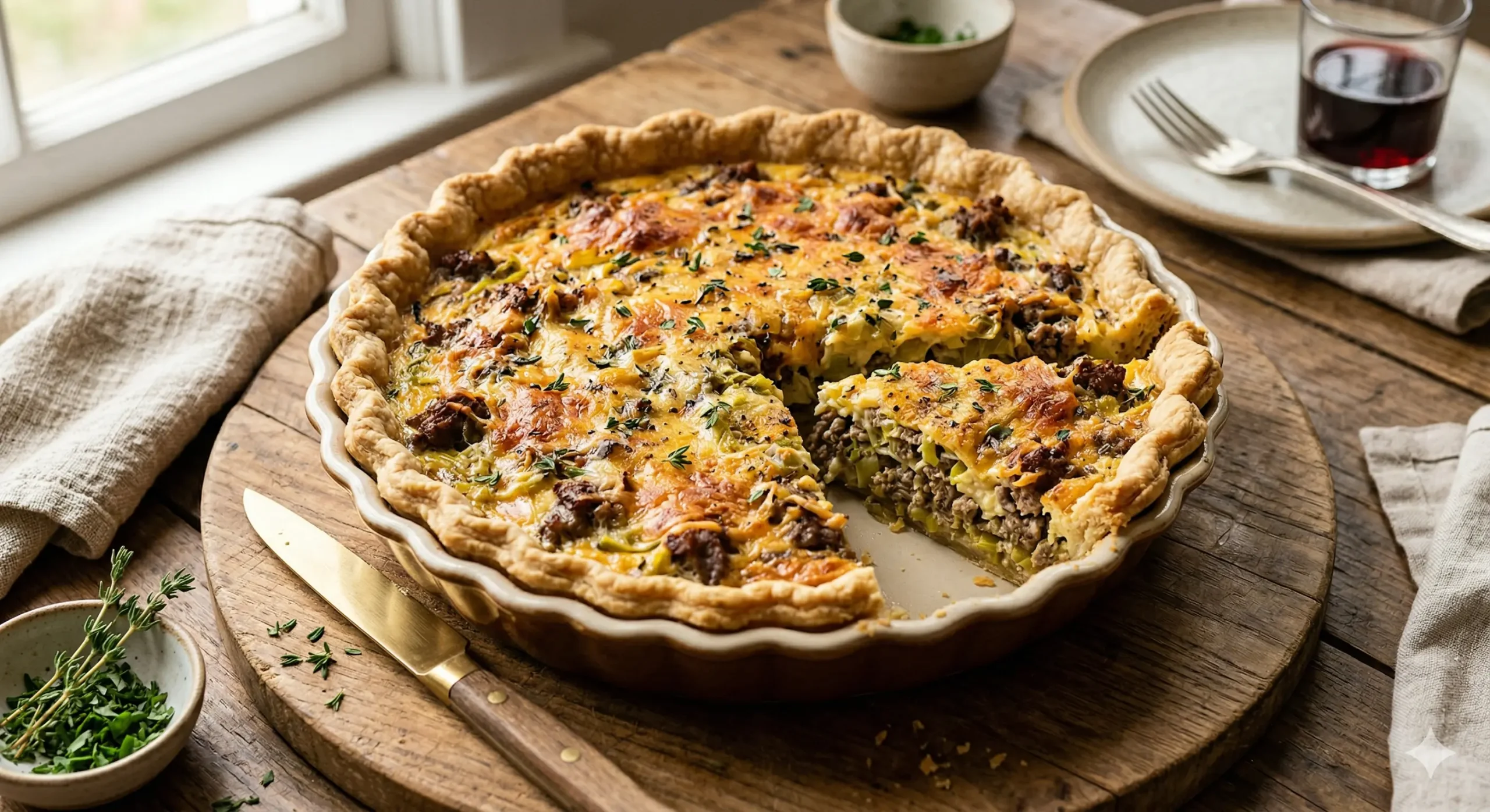 Halal Beef, Leek & Cheddar Quiche Halal Beef, Leek & Cheddar Quiche