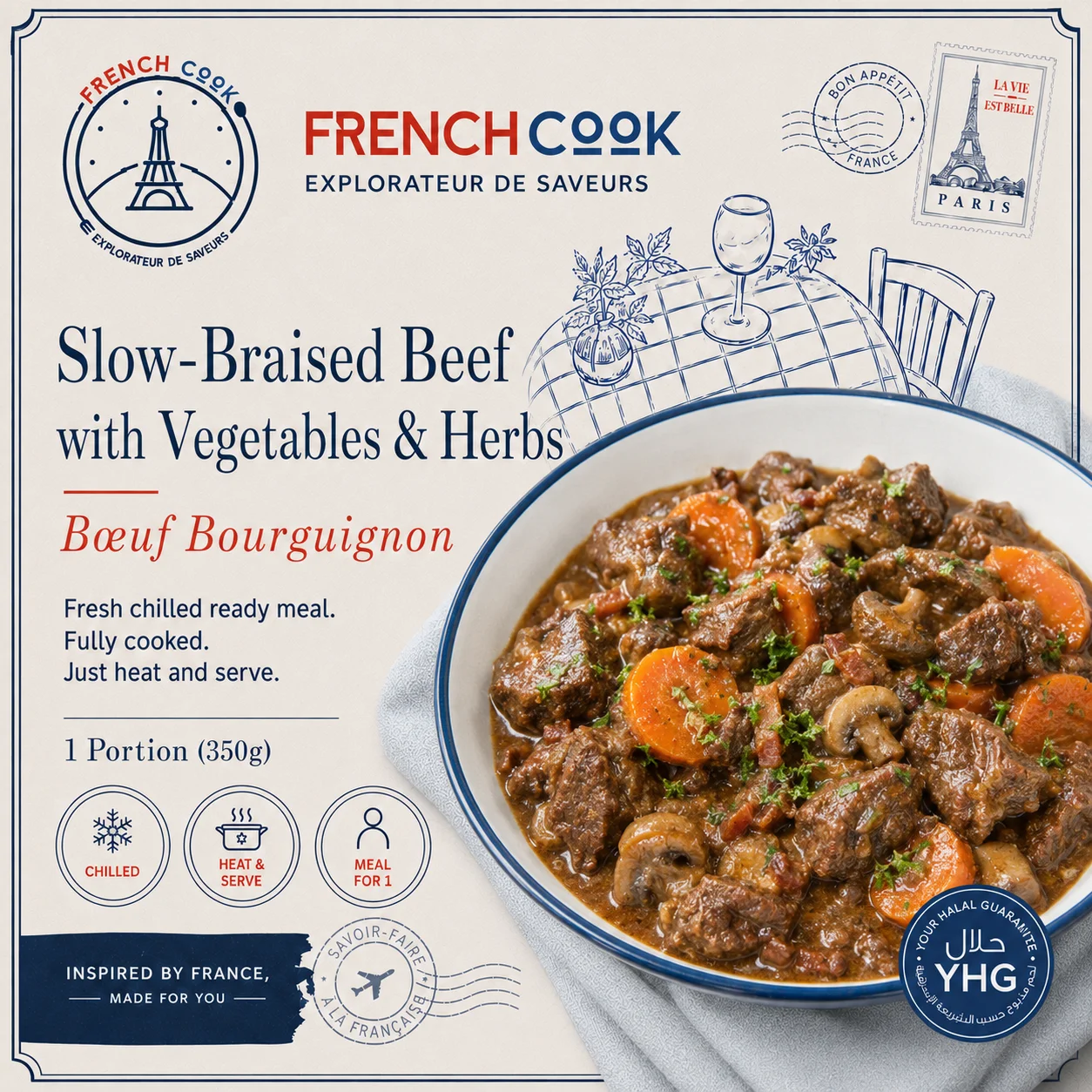 Halal Slow-Braised Beef with Vegetables & Herbs (Bœuf Bourguignon) Halal Slow-Braised Beef with Vegetables & Herbs (Bœuf Bourguignon)