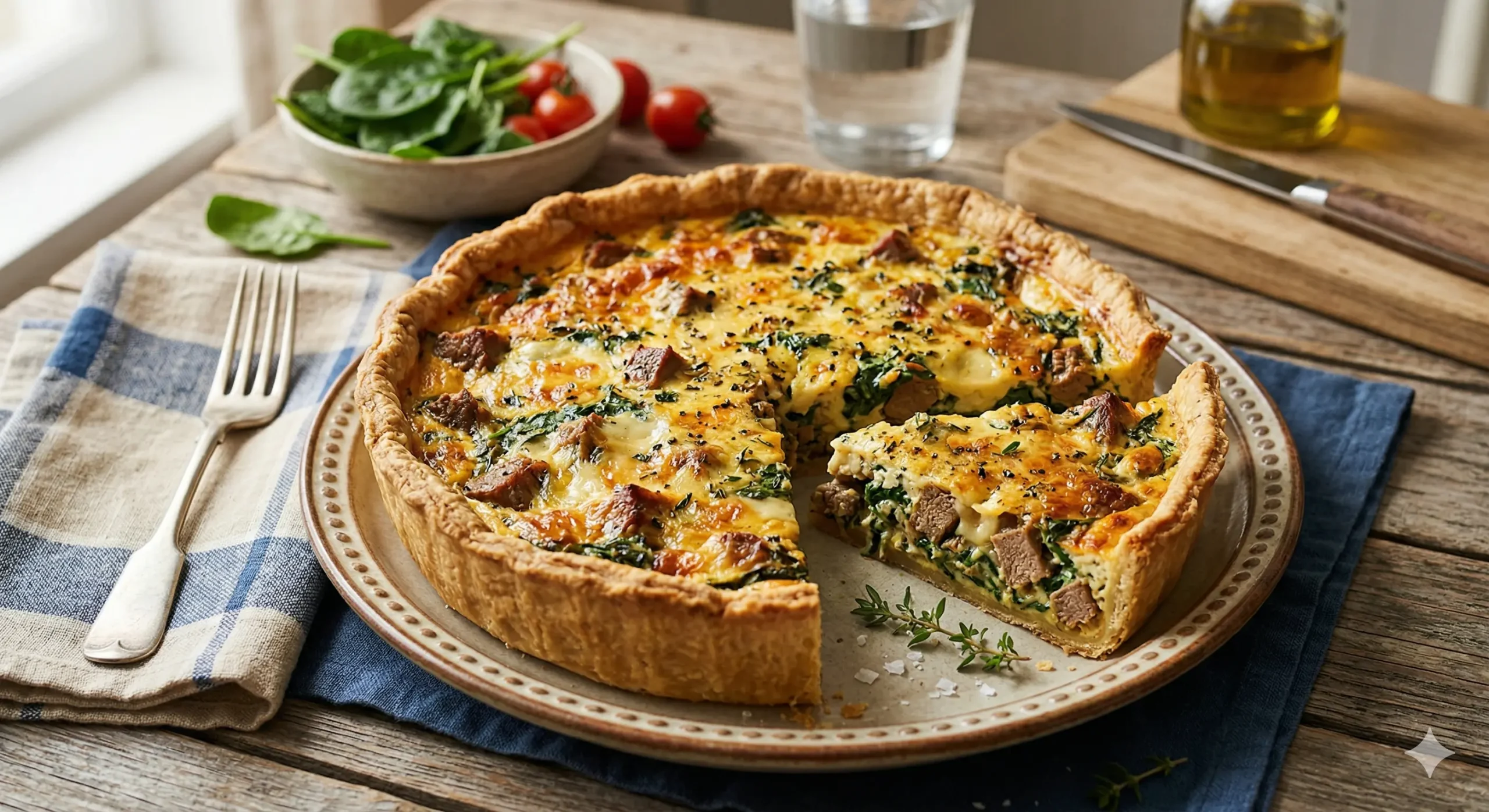 Halal Veal, Spinach & Emmental Quiche Halal Veal, Spinach & Emmental Quiche