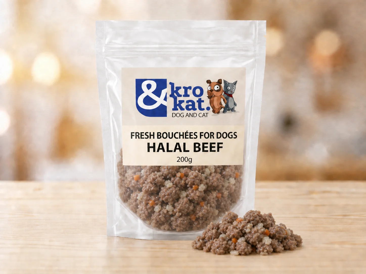 Kro&Kat Fresh Bouchées for Dogs — Halal Beef 200g Kro&Kat Fresh Bouchées for Dogs — Halal Beef 200g