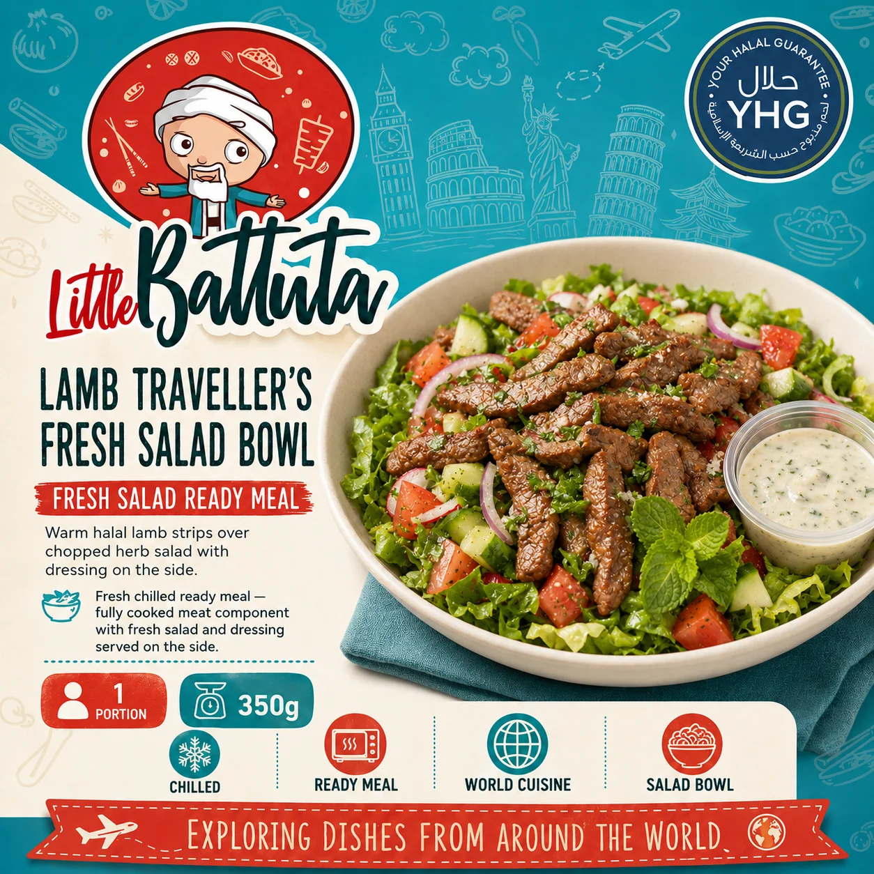 Halal Lamb Traveller’s Fresh Salad Bowl Halal Lamb Traveller’s Fresh Salad Bowl